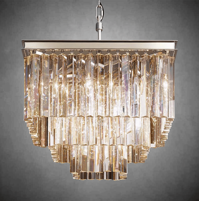 1920s Odaon Art Deco Square Chandelier 22" - GILDLAMPS