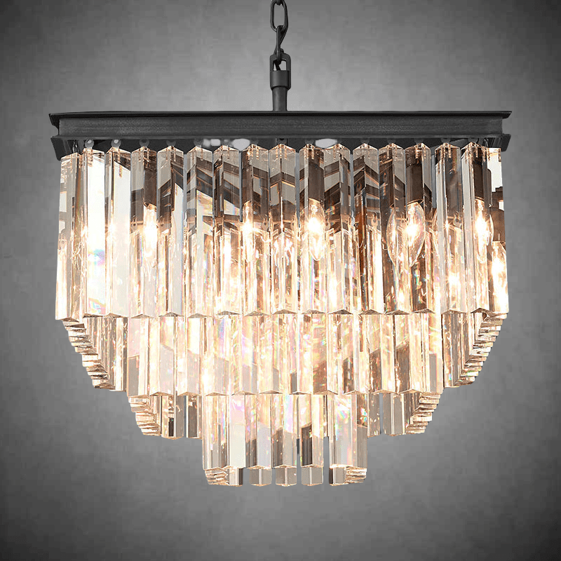 1920s Odaon Art Deco Square Chandelier 22" - GILDLAMPS