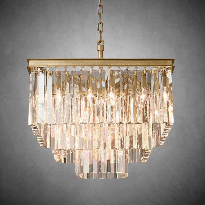 1920s Odaon Art Deco Square Chandelier 22" - GILDLAMPS