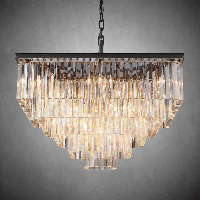 1920s Odaon Art Deco Square Chandelier 34" - GILDLAMPS