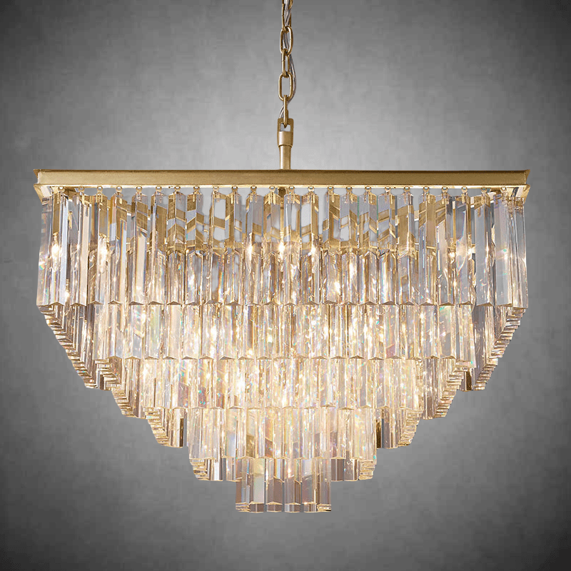 1920s Odaon Art Deco Square Chandelier 34" - GILDLAMPS