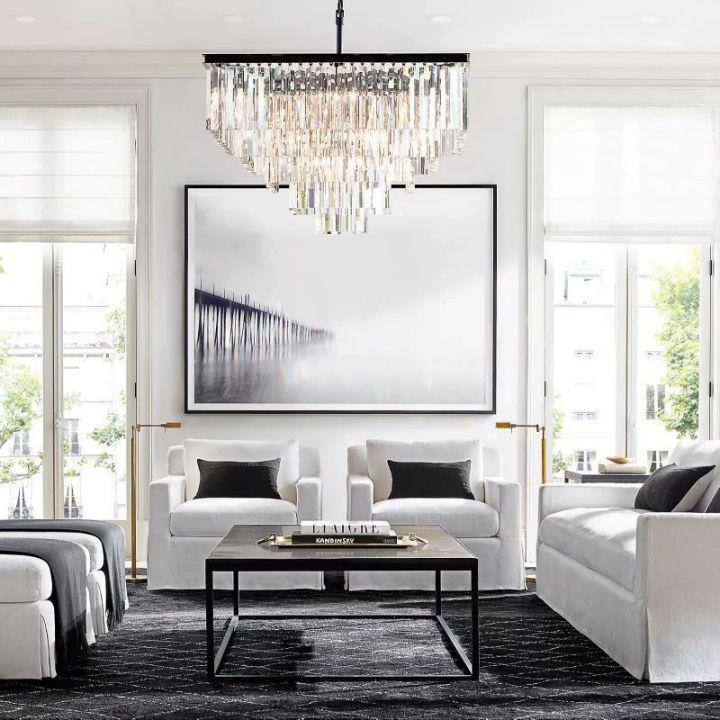 1920s Odaon Art Deco Square Chandelier 47" - GILDLAMPS
