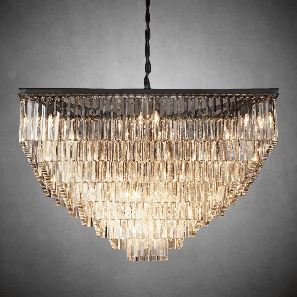 1920s Odaon Art Deco Square Chandelier 47" - GILDLAMPS