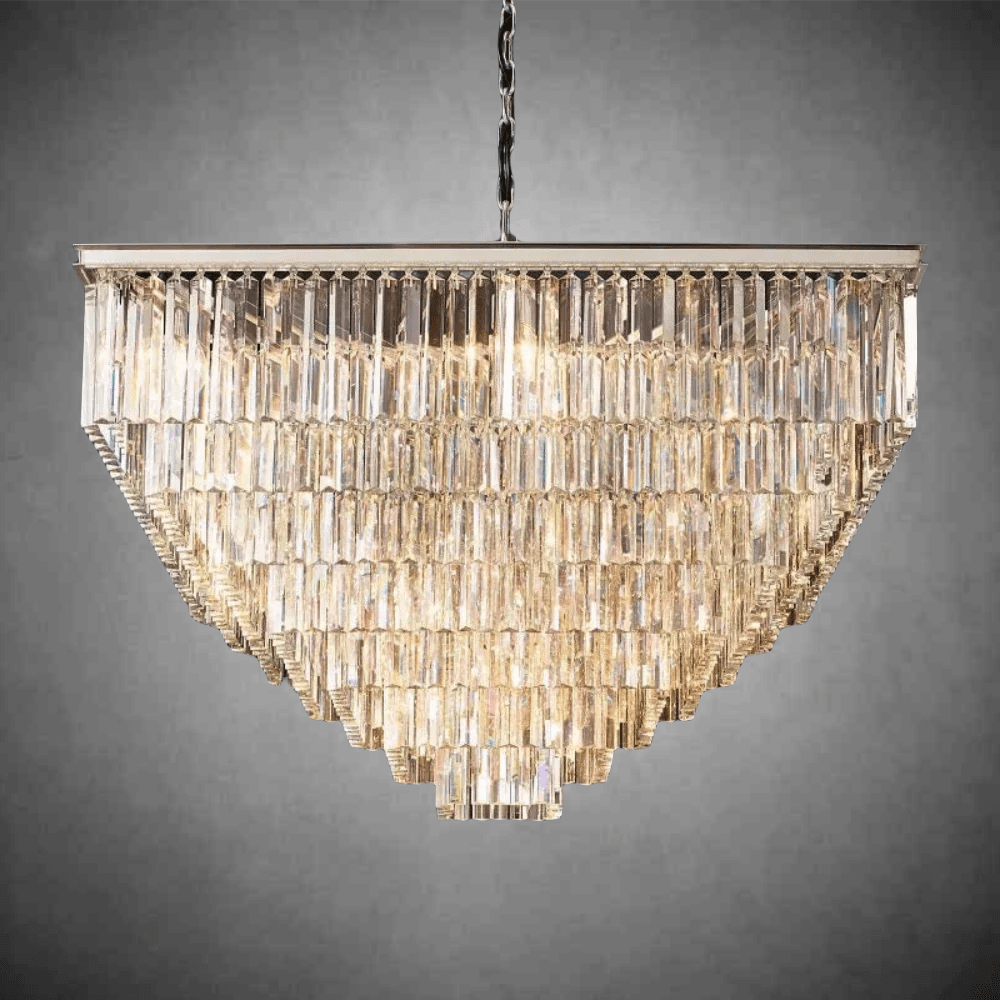 1920s Odaon Art Deco Square Chandelier 47" - GILDLAMPS