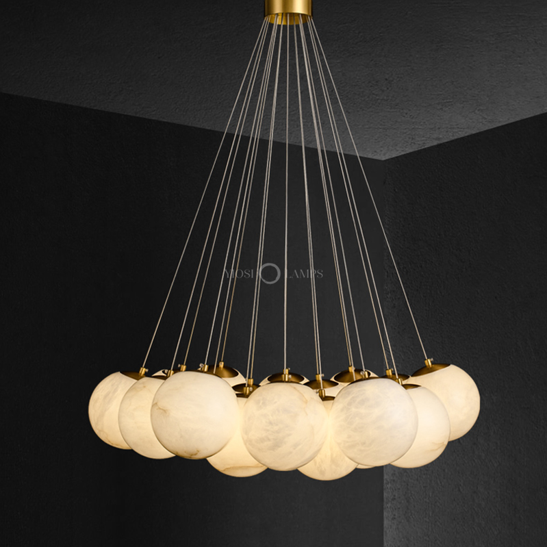 Sophie Modern Alabaster Ball Pendant Light, Dining Room Light