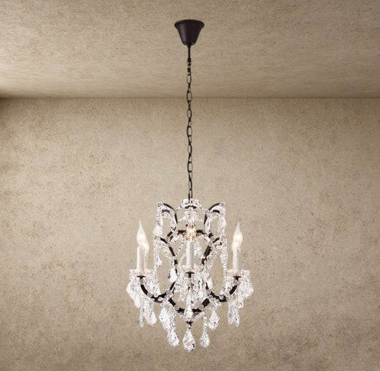 19th C. Rococo Iron & Crystal Round Chandelier 18 inch, 28 inch, 33 inch, 40 inch, 60 inch, 101 inch