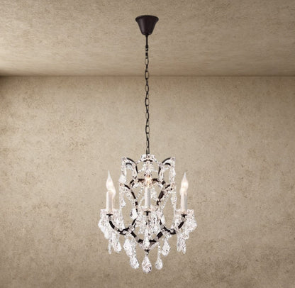 19th C. Rococo Iron & Crystal Round Chandelier 18 inch, 28 inch, 33 inch, 40 inch, 60 inch, 101 inch - GILDLAMPS