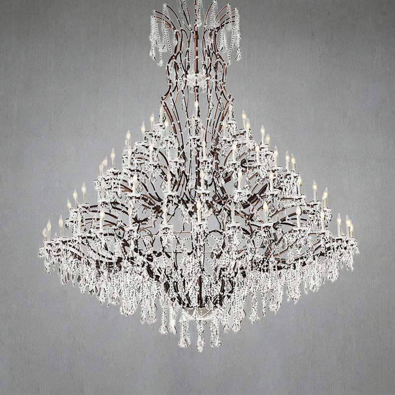 19th C. Romoco Iron & Crystal Round Chandelier 101" - GILDLAMPS