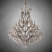 19th C. Romoco Iron & Crystal Round Chandelier 101" - GILDLAMPS