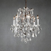 19th C. Romoco Iron & Crystal Round Chandelier 18" - GILDLAMPS
