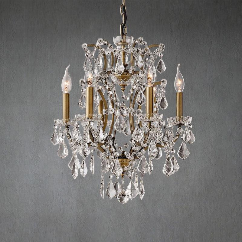 19th C. Romoco Iron & Crystal Round Chandelier 18" - GILDLAMPS