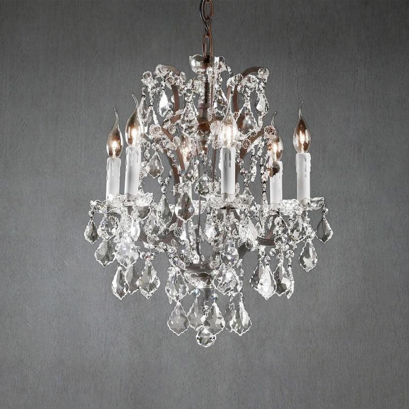 19th C. Romoco Iron & Crystal Round Chandelier 18" - GILDLAMPS