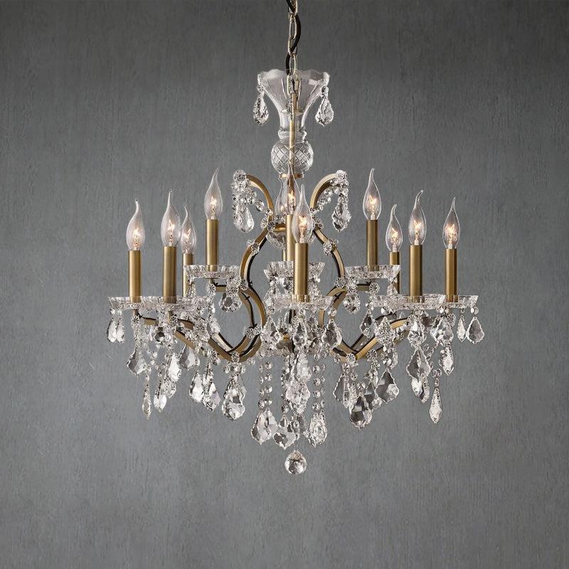 19th C. Romoco Iron & Crystal Round Chandelier 28" - GILDLAMPS