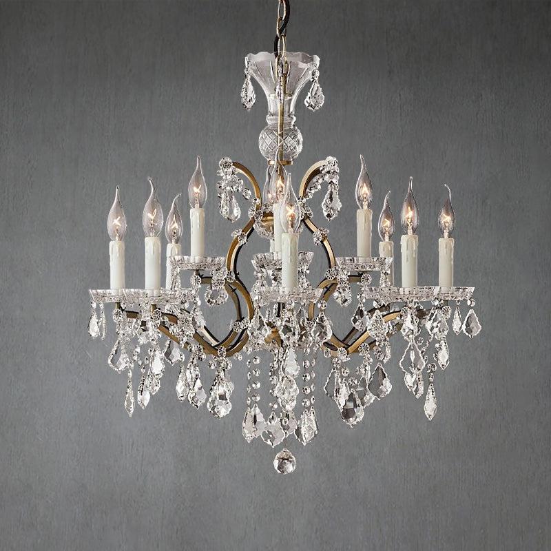 19th C. Romoco Iron & Crystal Round Chandelier 28" - GILDLAMPS