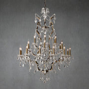 19th C. Romoco Iron & Crystal Round Chandelier 40" - GILDLAMPS