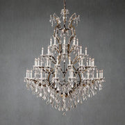 19th C. Romoco Iron & Crystal Round Chandelier 60" - GILDLAMPS