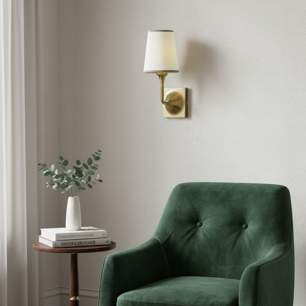 Brass Wall Sconce with Fabric Shade