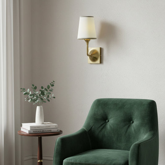Brass Wall Sconce with Fabric Shade