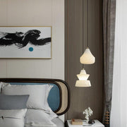Felix Small Alabaster Pendant Light Besides Bed