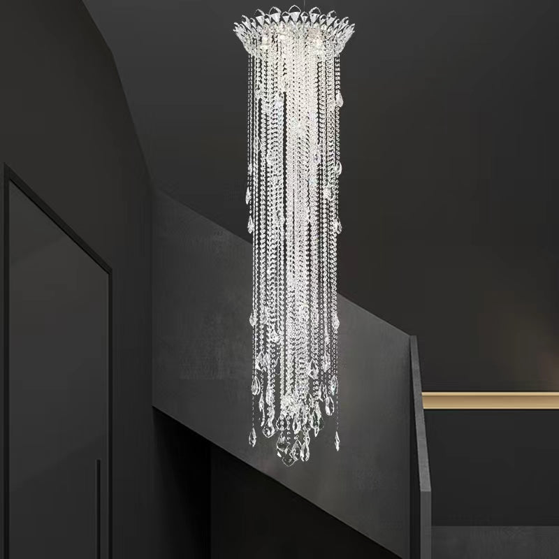 Grand Lumina Round Crystal Tassel Chandelier