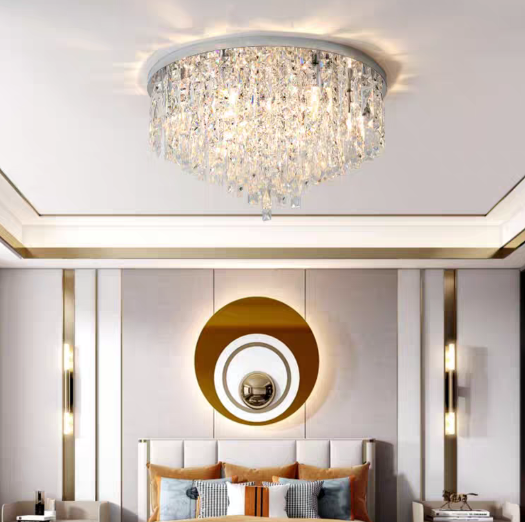 Oversize Luxury Flush Mount Crystal Chandelier for Living Room/Bedroom