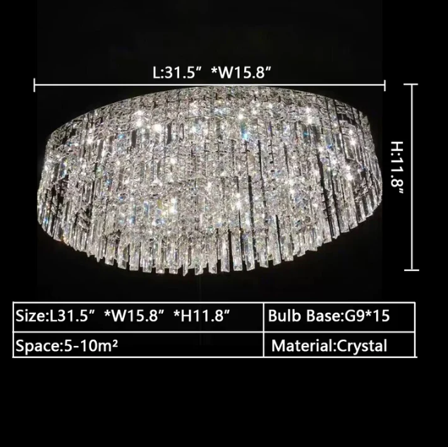 Extra Large Flush Mount Multi-tier Crystal Chandelier Modern Luxury Light Fixture For Living Room/Dining Room/Bedroom