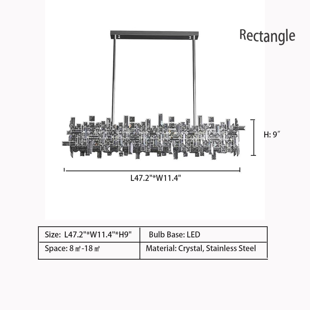 Art Irregular Block Collection Crystal Pendant Chandelier Suit for Living/Dining Room