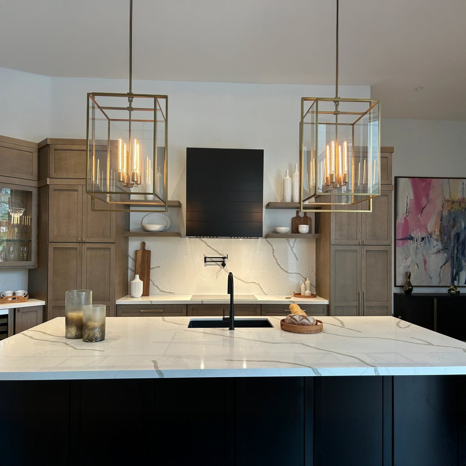 21 Inch Glass Lantern Pendant Light - Beckman - GILDLAMPS