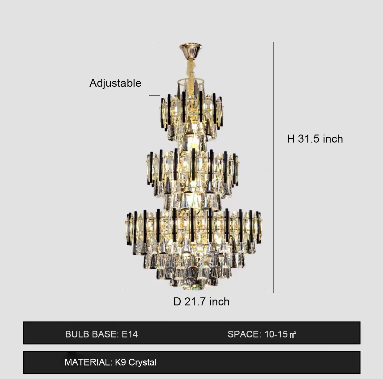 Foyer 3 Layers Extra Large Crystal Chandelier