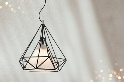 Modern Geometric Pendant Light with Black Frame