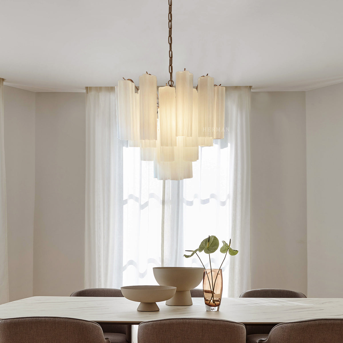 Murano Chandelier – 36 tubes – Matte white