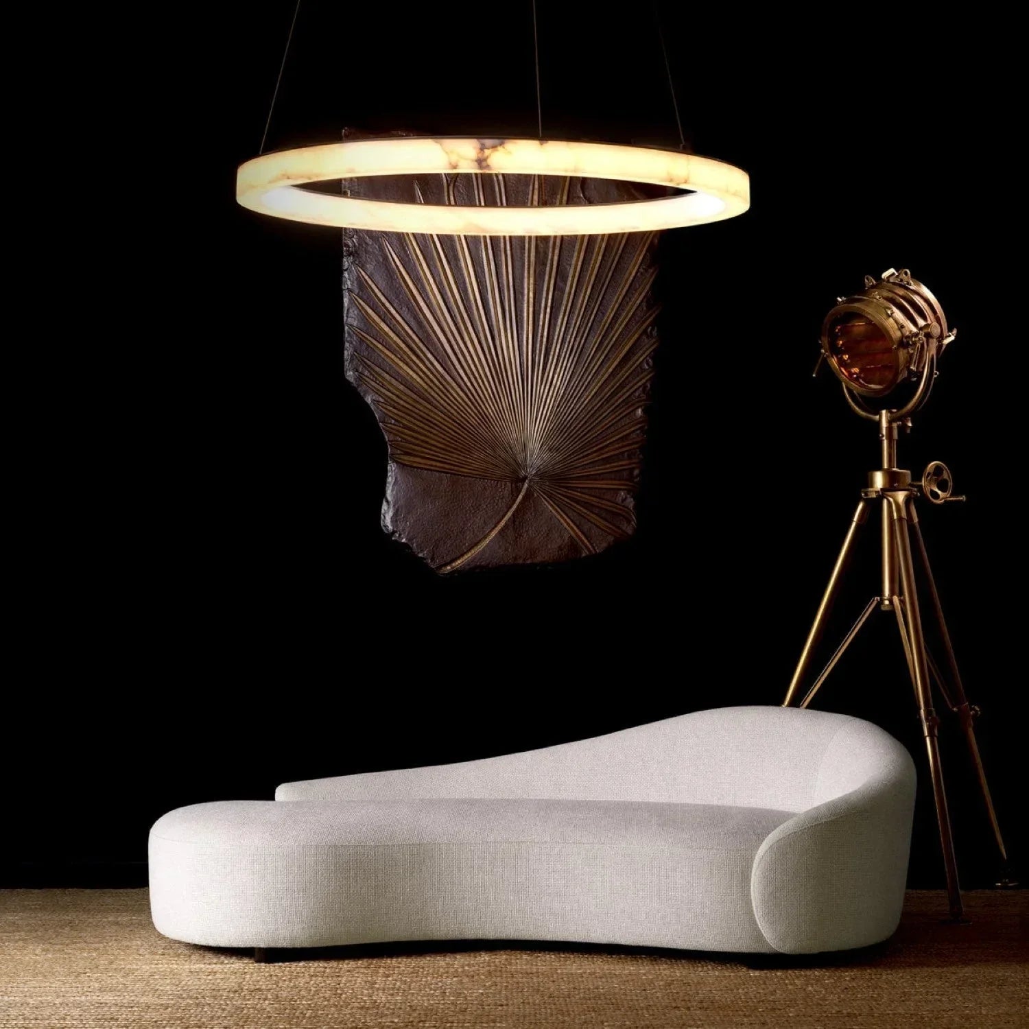 Gabriel Modern Round Living Room Alabaster Chandelier