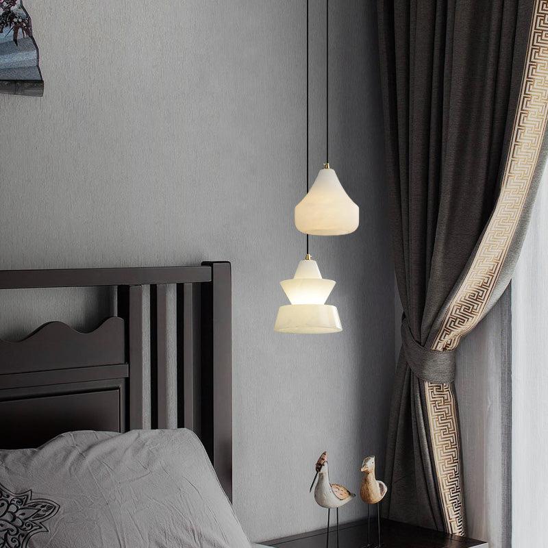 Felix Small Alabaster Pendant Light Besides Bed
