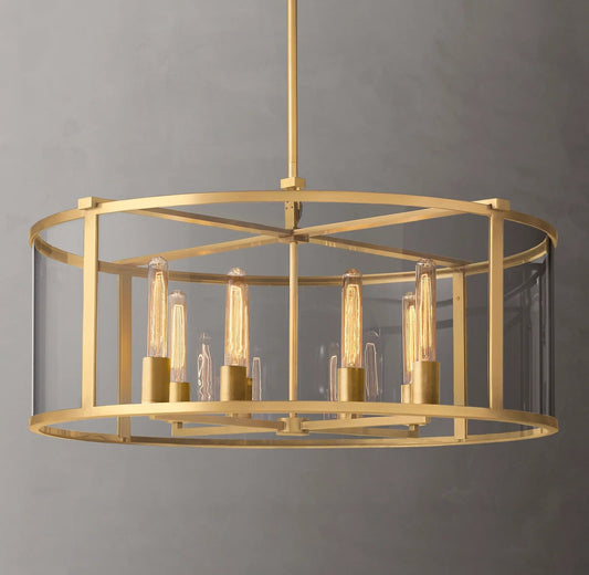 33 Inch Glass Drum Chandelier - Beckman - GILDLAMPS