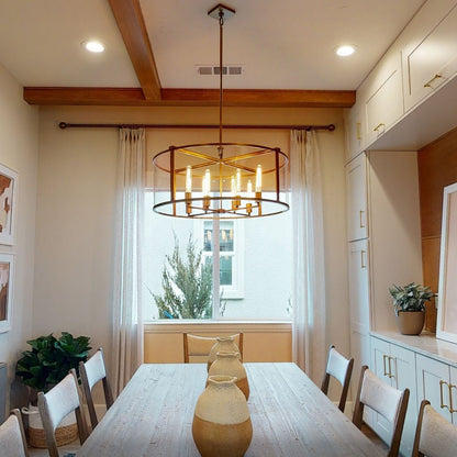 33 Inch Glass Drum Chandelier - Beckman - GILDLAMPS