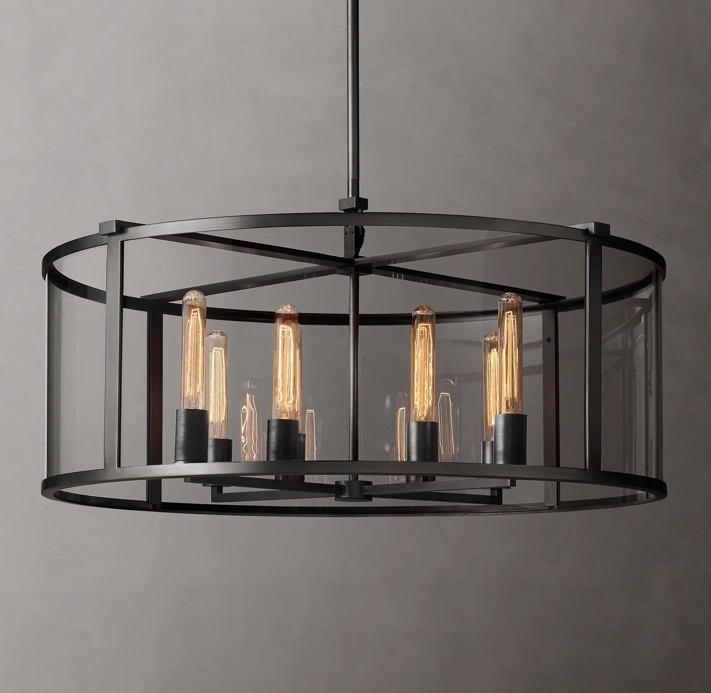 33 Inch Glass Drum Chandelier - Beckman - GILDLAMPS