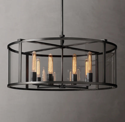 33 Inch Glass Drum Chandelier - Beckman - GILDLAMPS