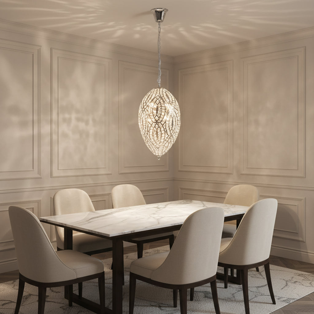 Decorative Crystal Pendant Light with Metal Frame