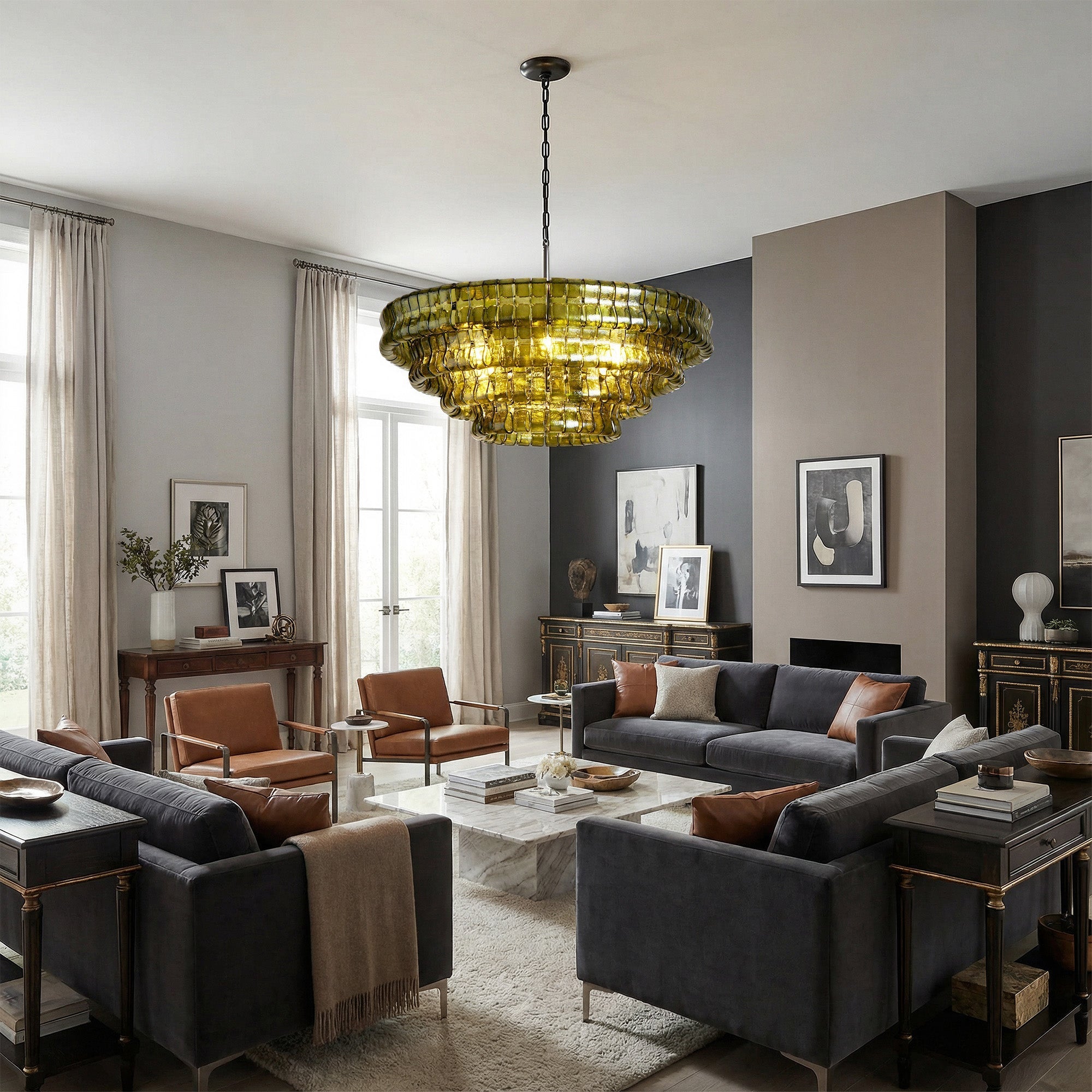 Ghiaccio Round Chandelier 24"36"48"60"
