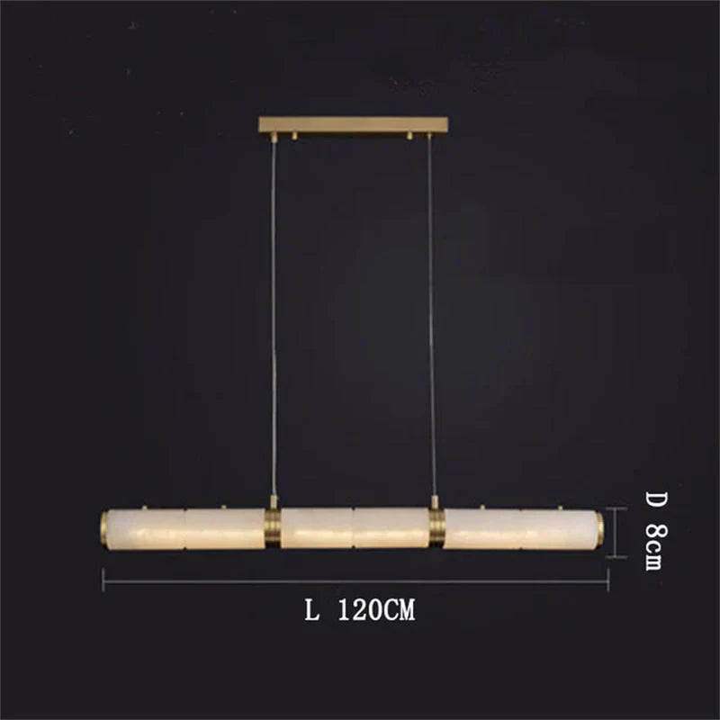 Modern Linear Alabaster Chandelier, Chandelier Over Dining Table