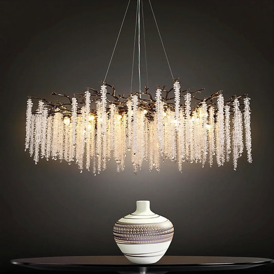 47.2 inch Black Modern Crystal Chandelier for Dining Rooms - GILDLAMPS