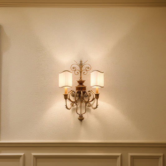 Traditional 2-Light Wall Sconce with Fabric Shades
