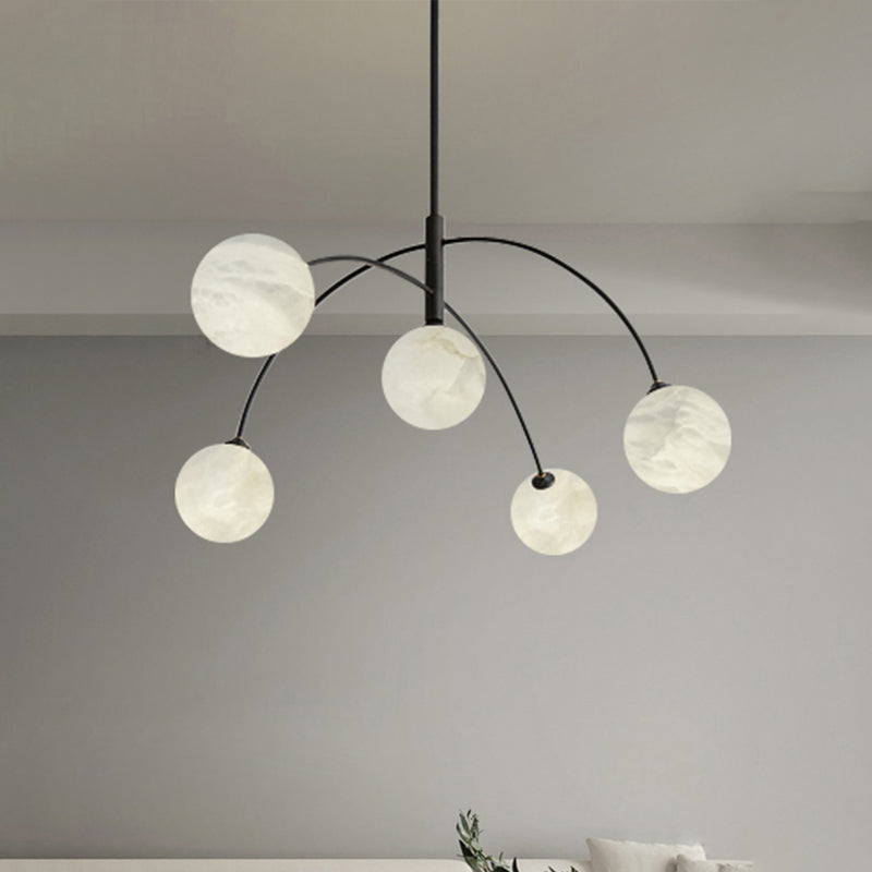 Nordic Postmodern Alabaster Arc Chandelier