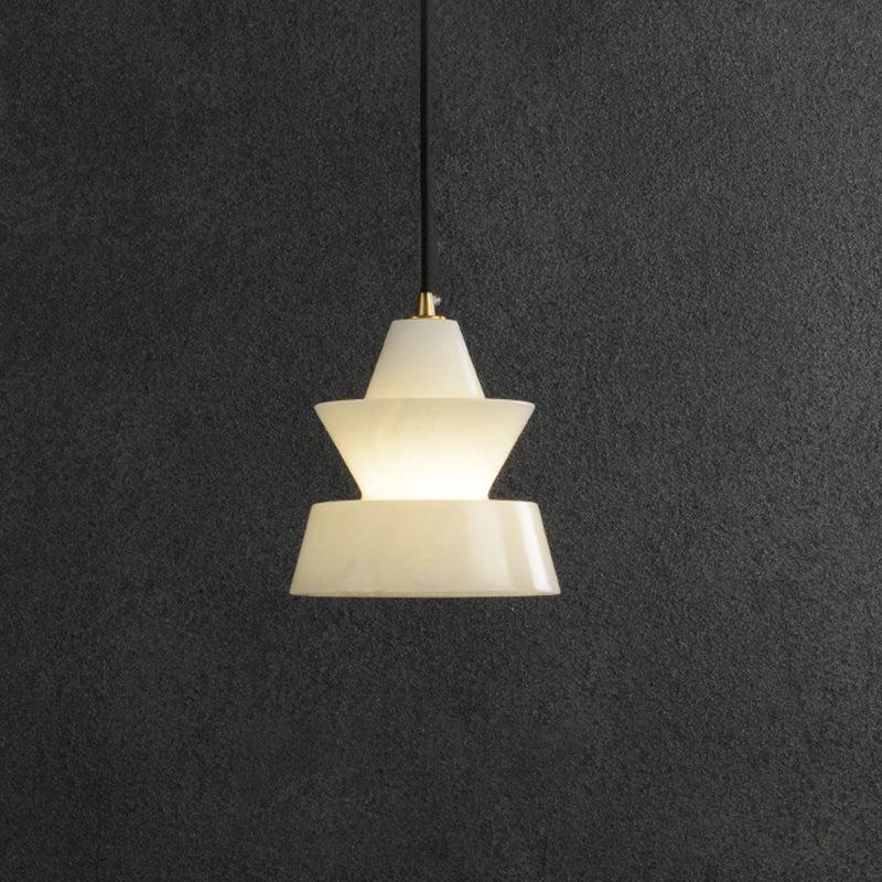 Felix Small Alabaster Pendant Light Besides Bed