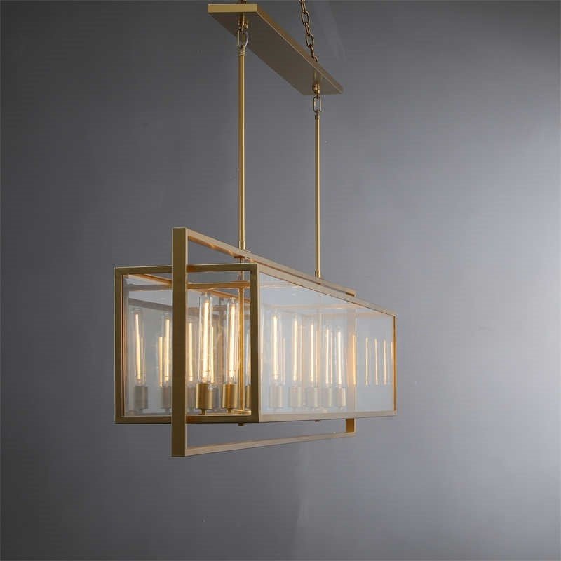 54 Inch Glass Rectangular Chandelier - Beckman - GILDLAMPS
