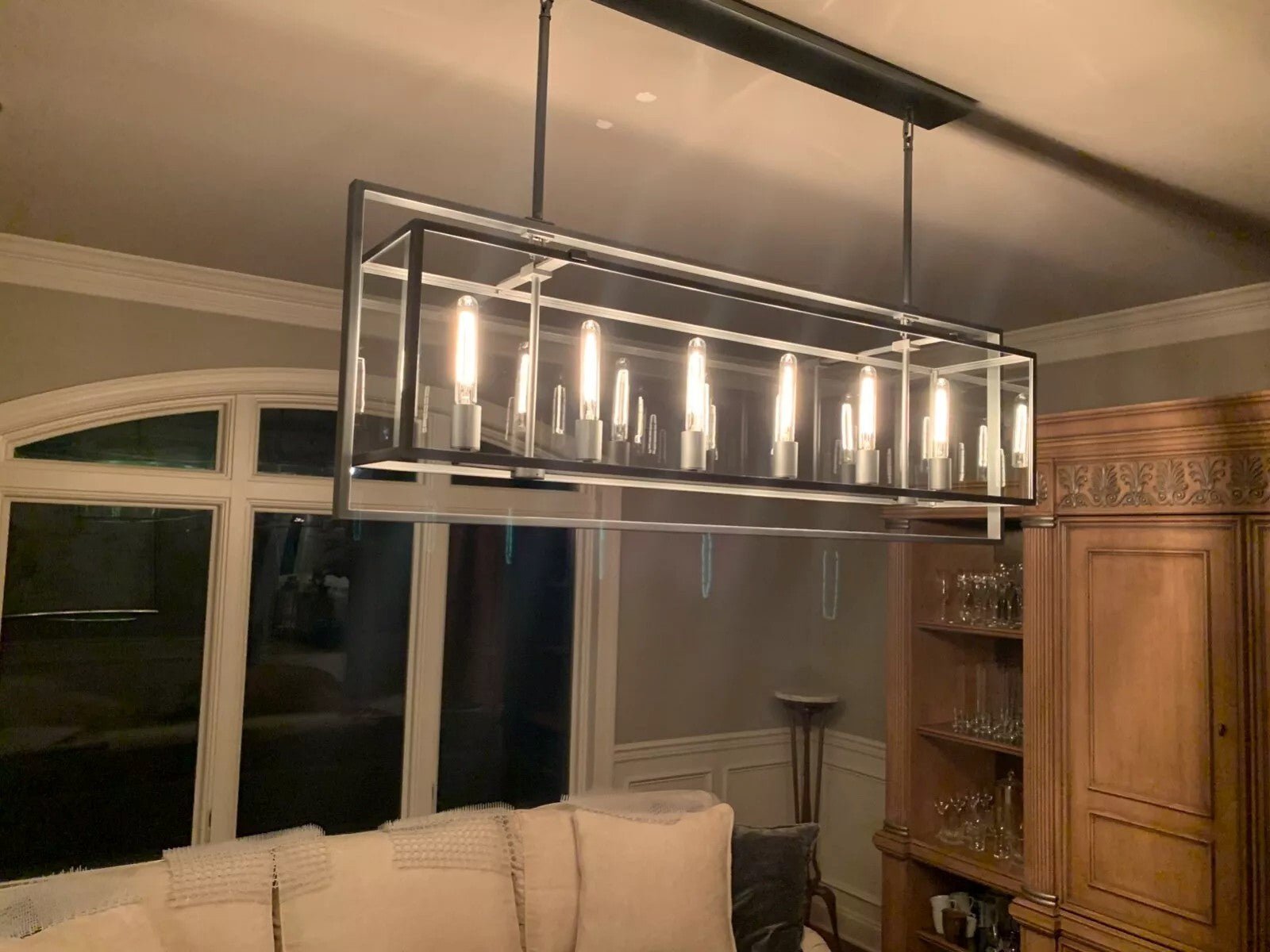 54 Inch Glass Rectangular Chandelier - Beckman - GILDLAMPS