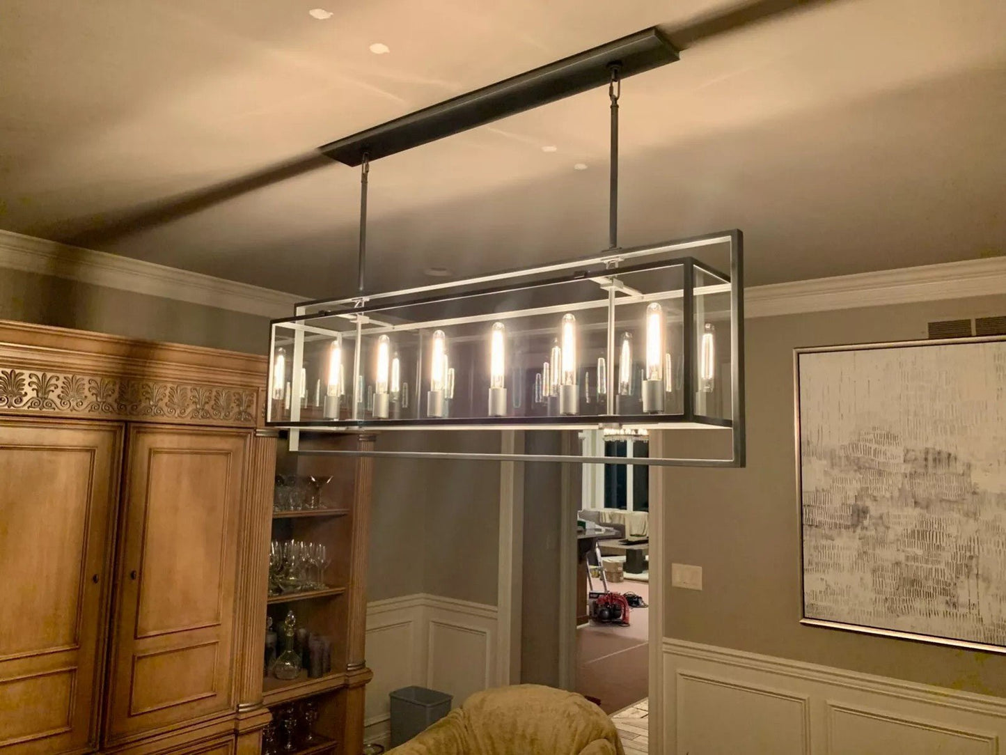 54 Inch Glass Rectangular Chandelier - Beckman - GILDLAMPS