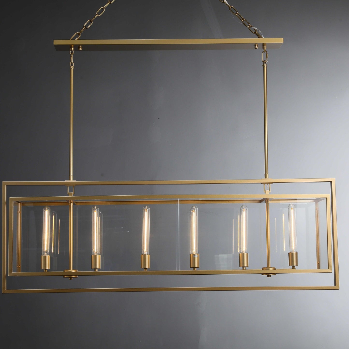 54 Inch Glass Rectangular Chandelier - Beckman - GILDLAMPS