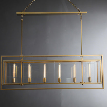 54 Inch Glass Rectangular Chandelier - Beckman - GILDLAMPS