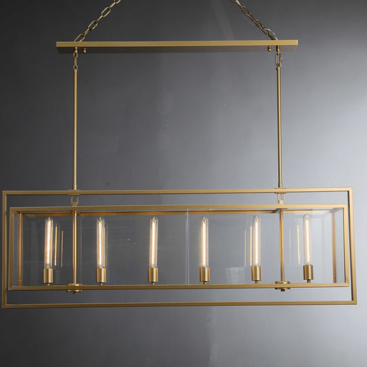 54 Inch Glass Rectangular Chandelier - Beckman - GILDLAMPS